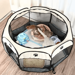 foldable cat maternity tent –waterproof octagonal pet playpen & nest kennel