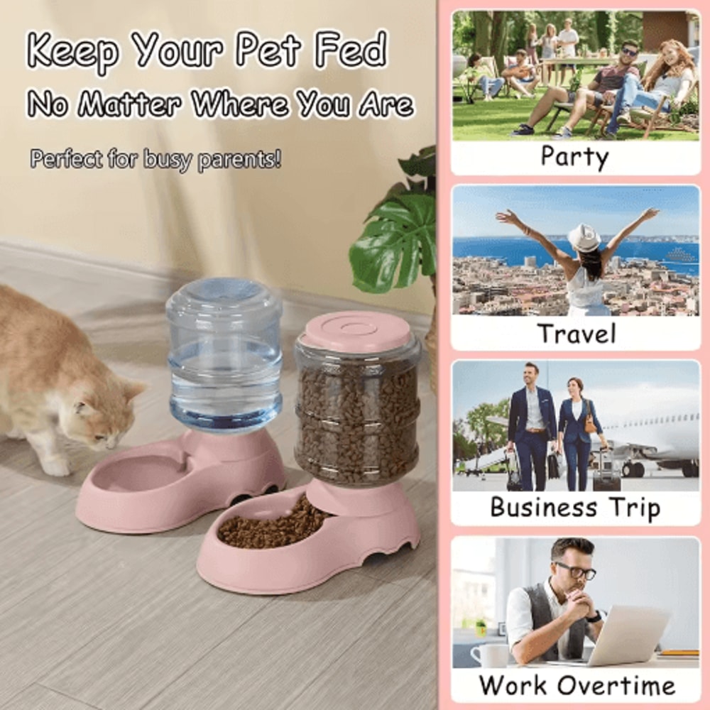 38L Automatic Pet Feeder Water Dispenser Gravity Feeding Station For Cats Dogs 12