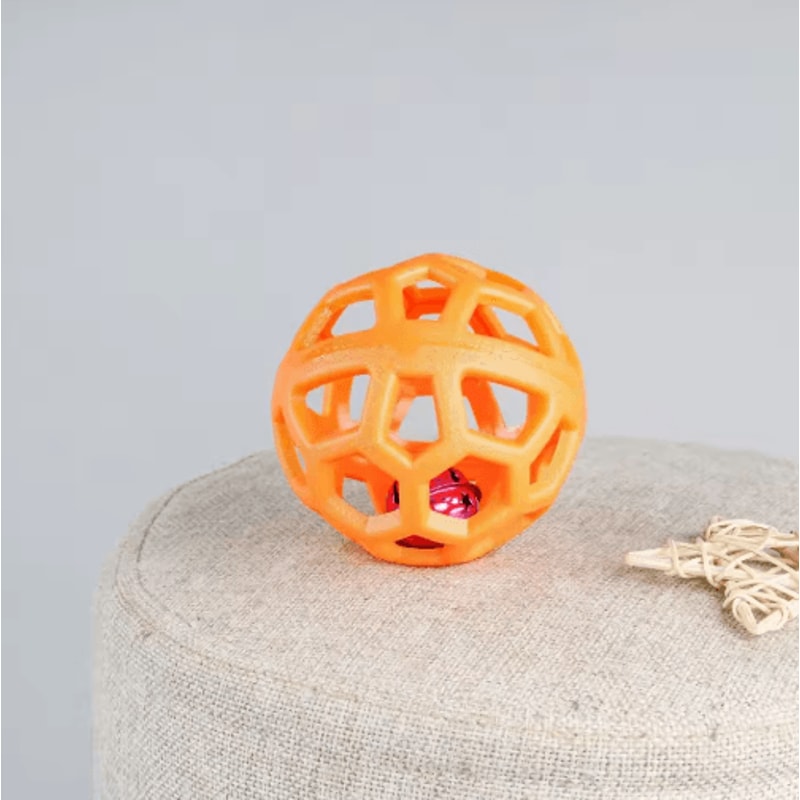 Rubber Hollow Ball Dog Toy Teeth Cleaning Chew Ball With Bell For Puppies 1