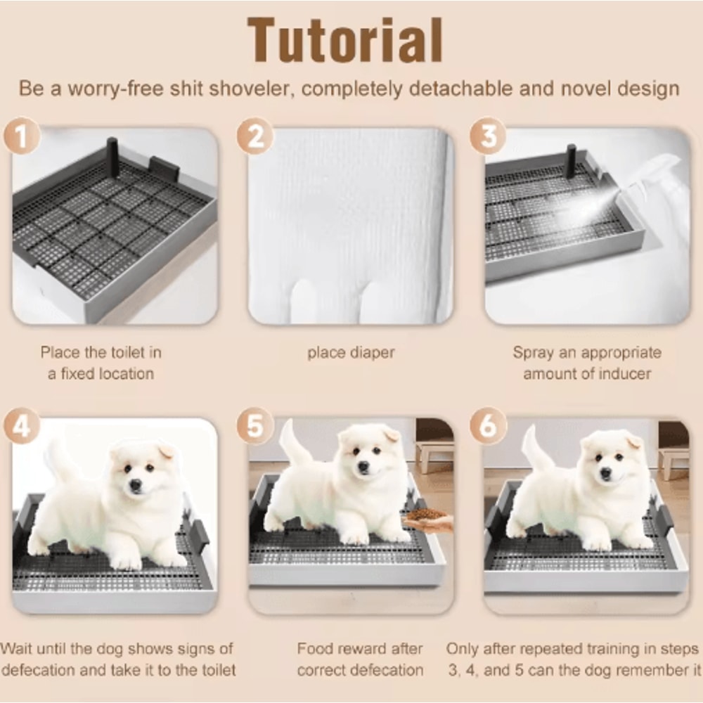 Flat Dog Potty Tray AntiMess Pee Pad Holder For Small Medium Dogs 4