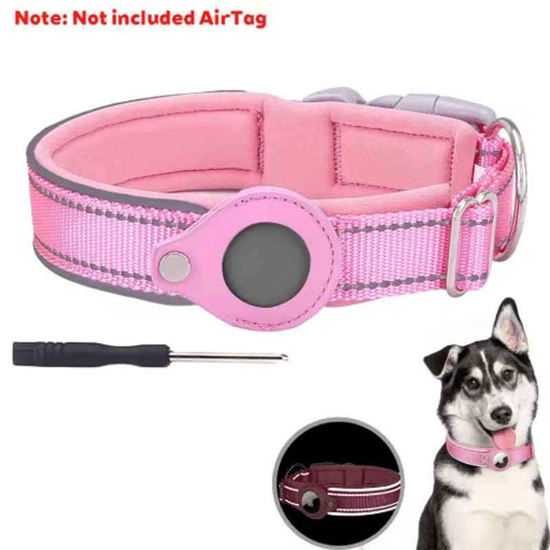 Reflective AirTag Dog Collar Waterproof AntiLost Pet Tracking Collar 1