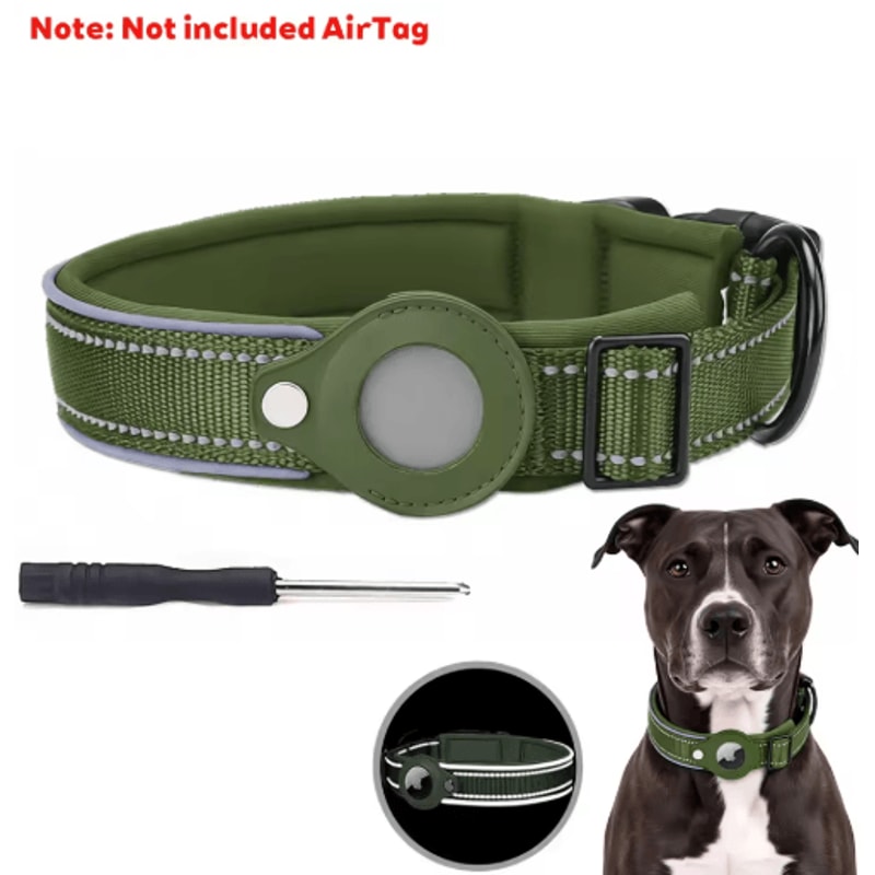 Reflective AirTag Dog Collar Waterproof AntiLost Pet Tracking Collar 3