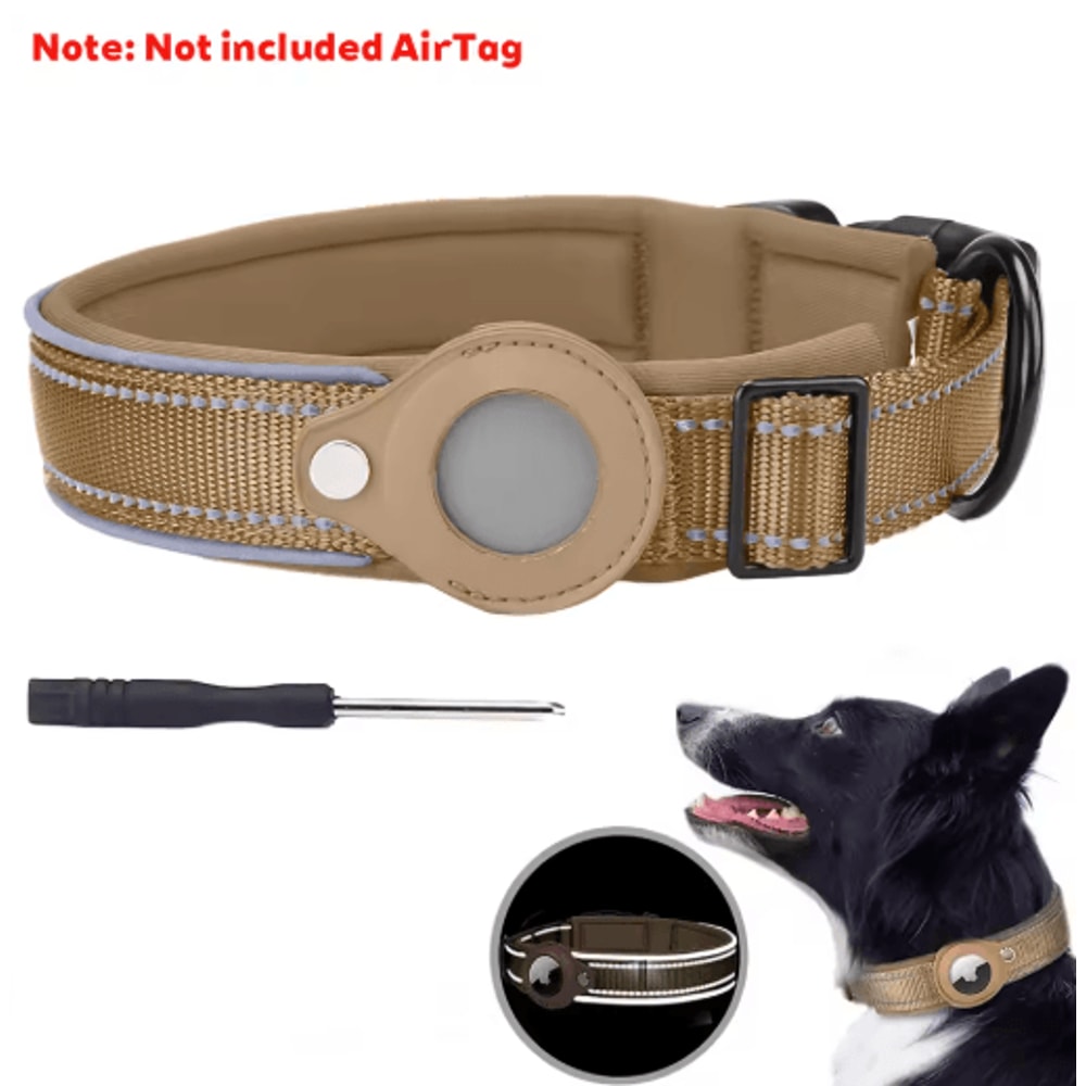 Reflective AirTag Dog Collar Waterproof AntiLost Pet Tracking Collar 4