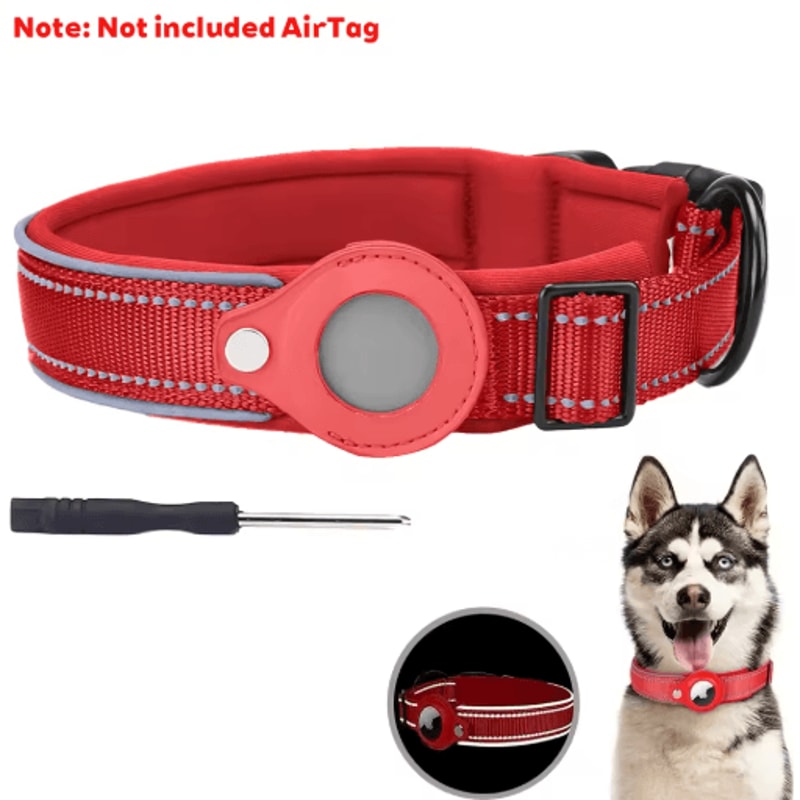 Reflective AirTag Dog Collar Waterproof AntiLost Pet Tracking Collar 5