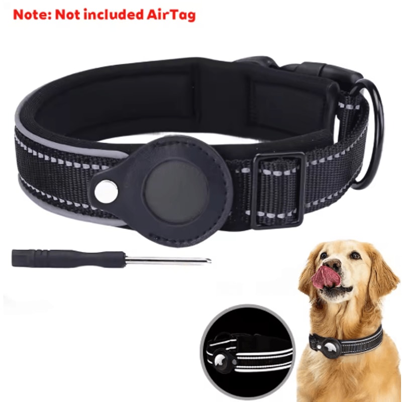 Reflective AirTag Dog Collar Waterproof AntiLost Pet Tracking Collar 7
