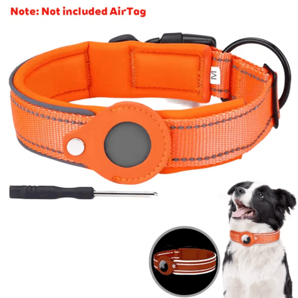 Reflective AirTag Dog Collar Waterproof AntiLost Pet Tracking Collar 8