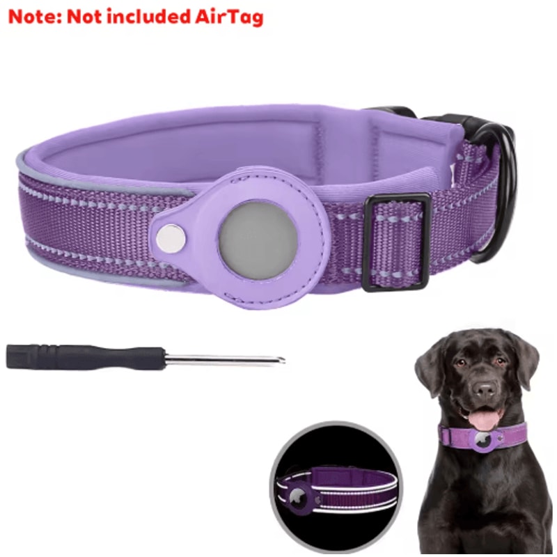 Reflective AirTag Dog Collar Waterproof AntiLost Pet Tracking Collar 9