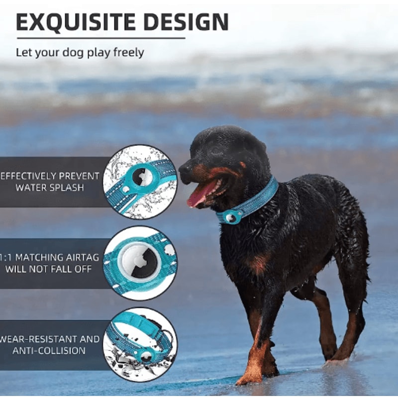 Reflective AirTag Dog Collar Waterproof AntiLost Pet Tracking Collar 12