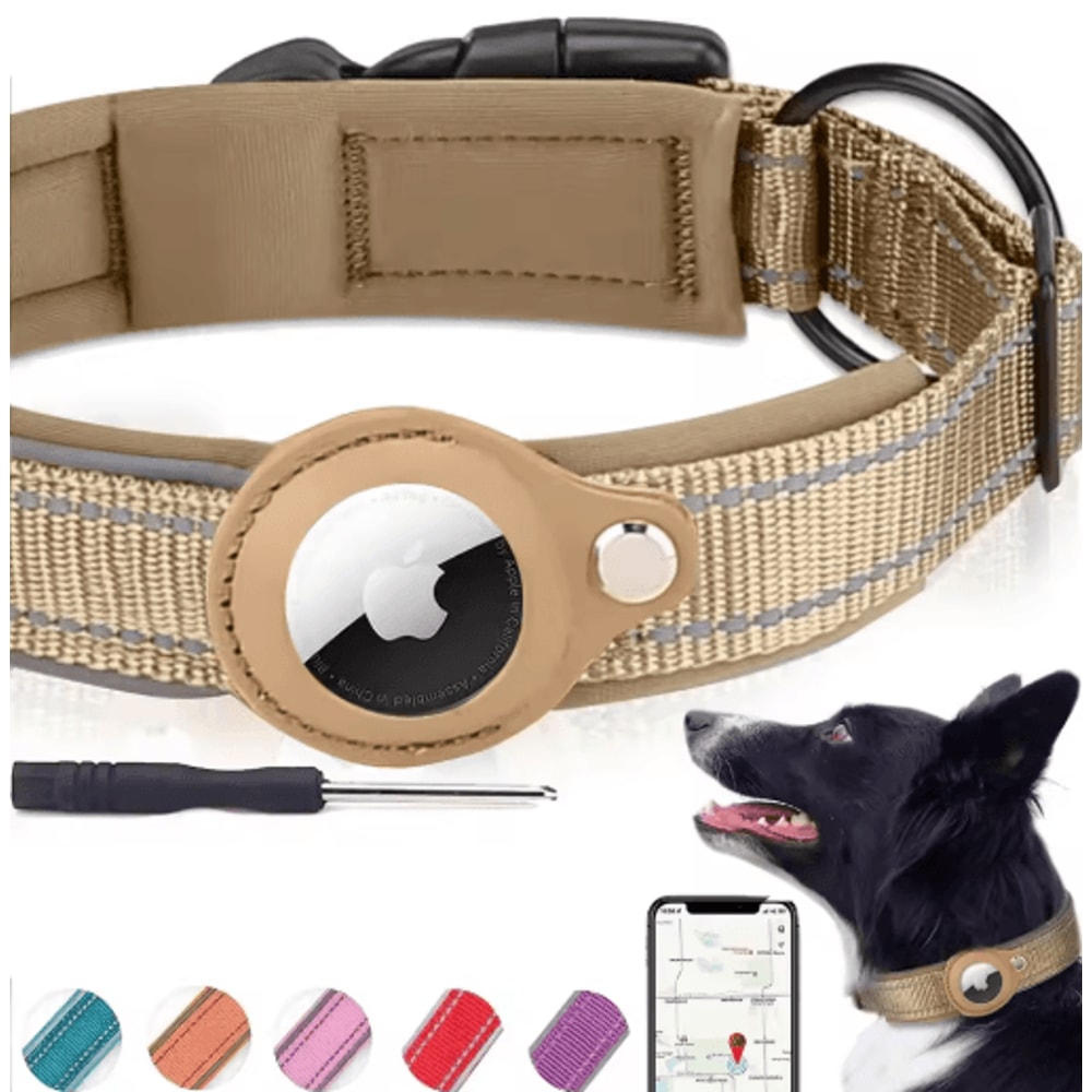 Reflective AirTag Dog Collar Waterproof AntiLost Pet Tracking Collar 0