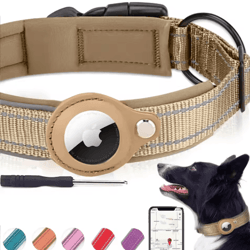 reflective airtag dog collar – waterproof anti-lost pet tracking collar