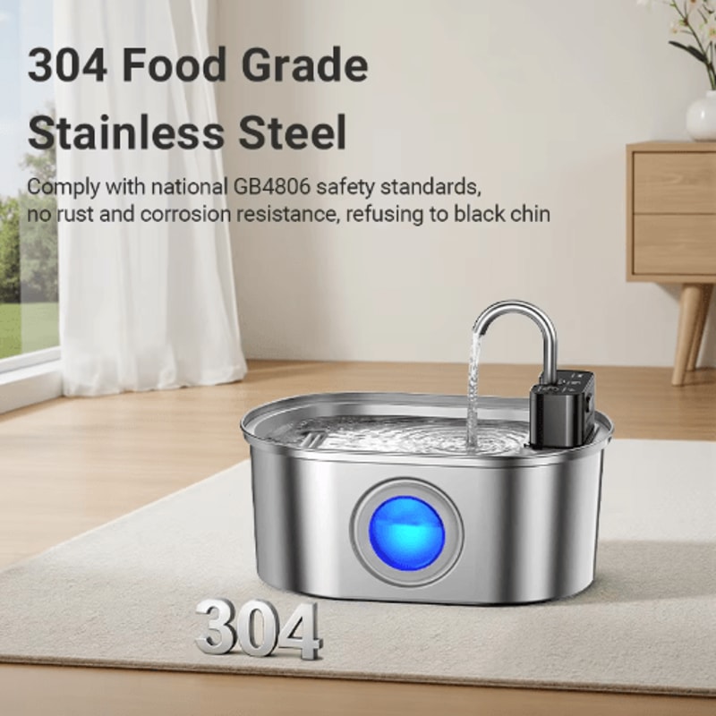 ROJECO 32L Wireless Pet Water Fountain Smart Stainless Steel Automatic Water Dispenser 6