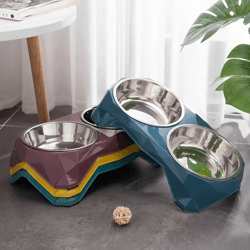 stainless steel double pet bowl – large capacity non-slip food & water feeder