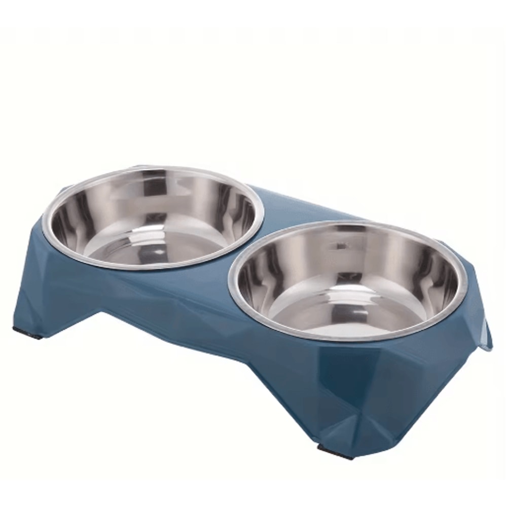 Stainless Steel Double Pet Bowl Large Capacity NonSlip Food Water Feeder 2
