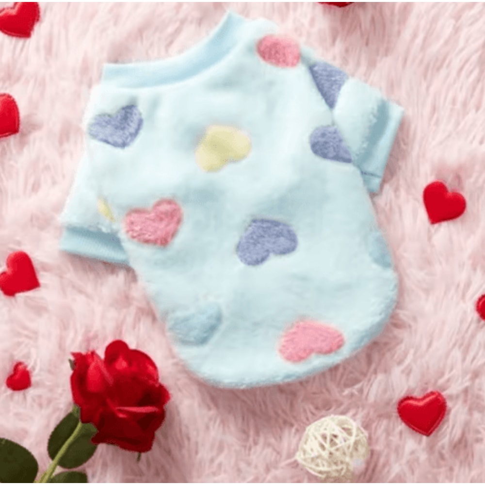 Heart Print Flannel Dog Vest Soft Winter Puppy Coat For Small Medium Dogs 2