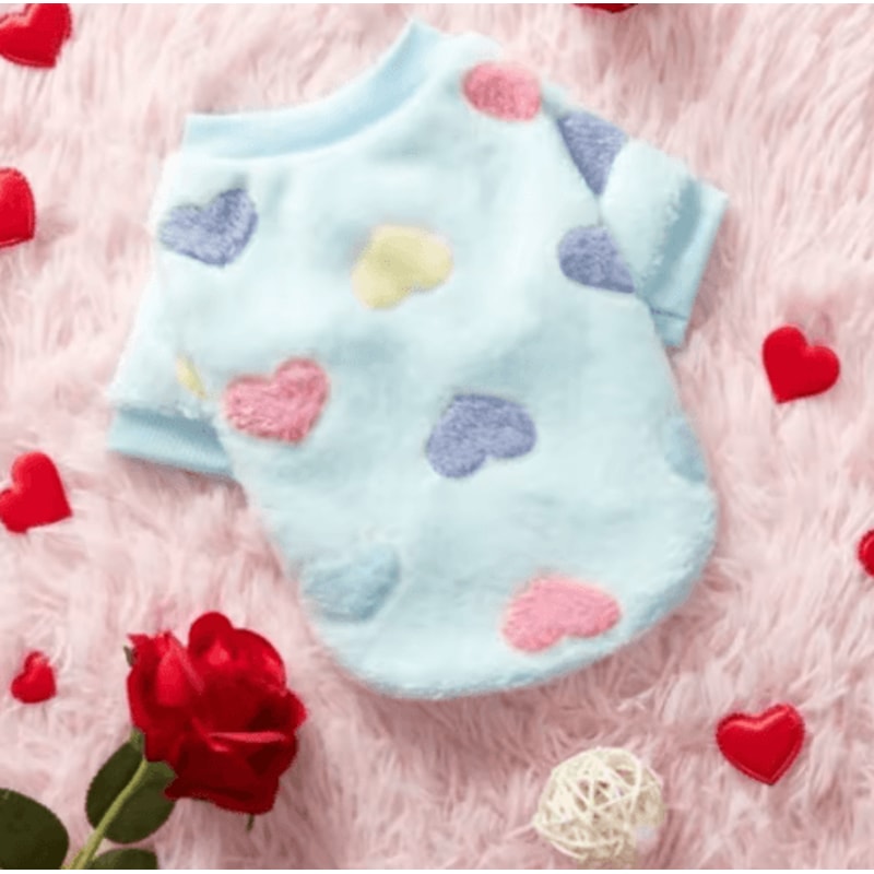 Heart Print Flannel Dog Vest Soft Winter Puppy Coat For Small Medium Dogs 2