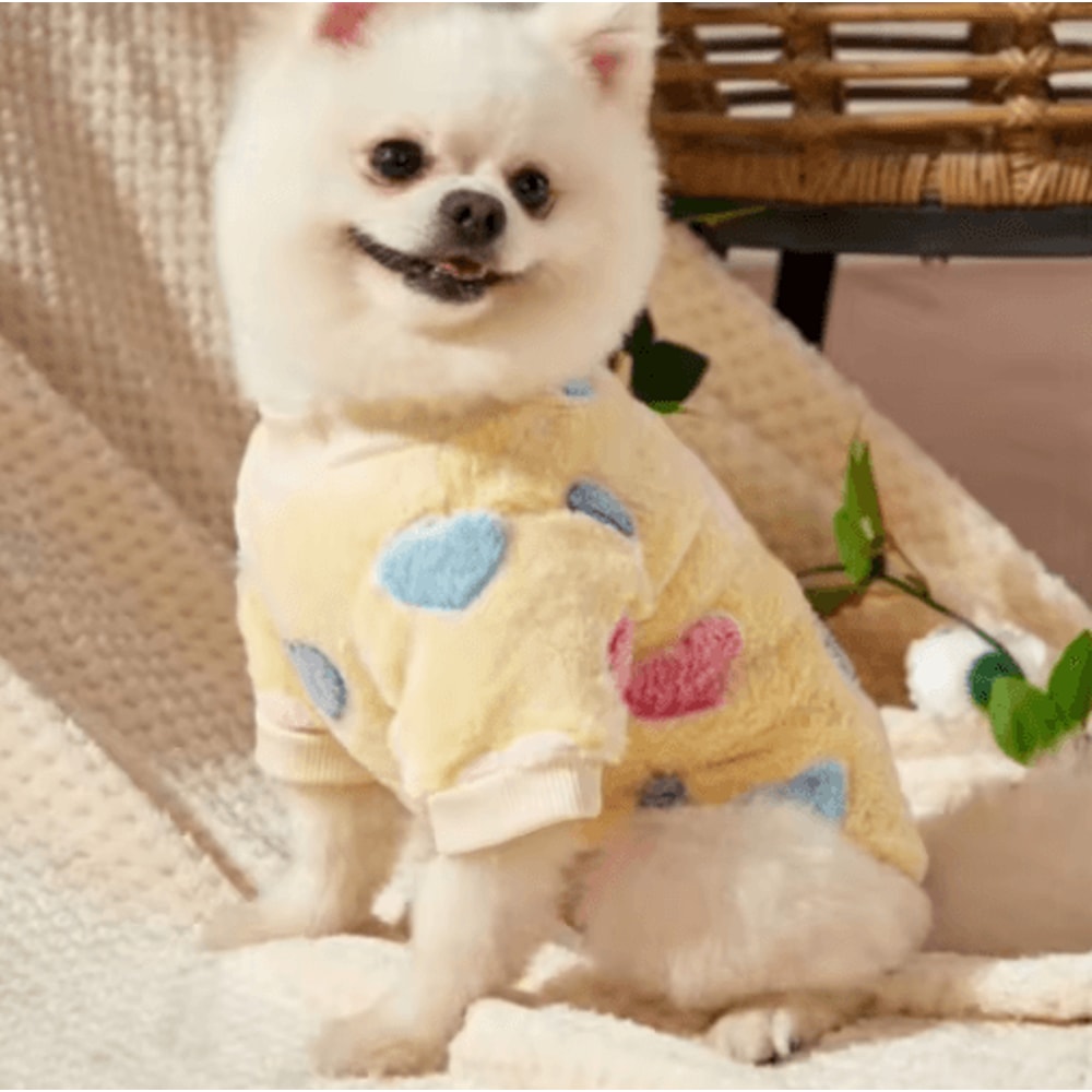 Heart Print Flannel Dog Vest Soft Winter Puppy Coat For Small Medium Dogs 5