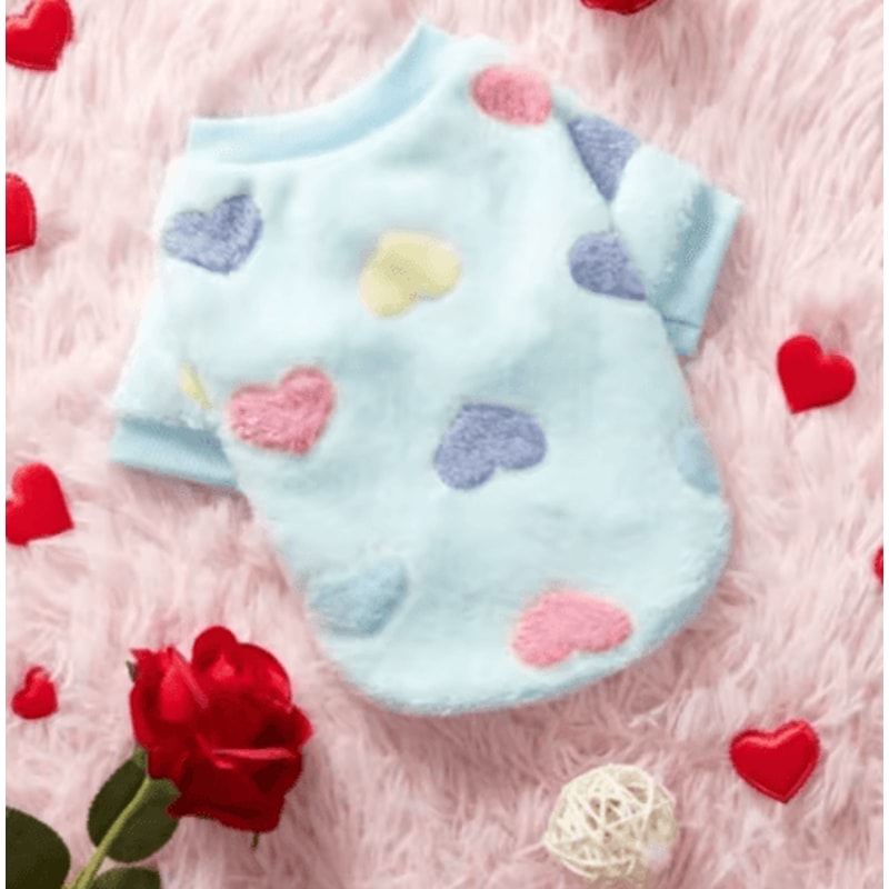 Heart Print Flannel Dog Vest Soft Winter Puppy Coat For Small Medium Dogs 9