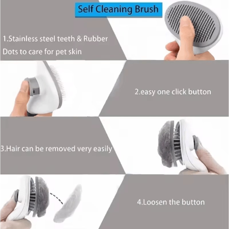 SelfCleaning Pet Grooming Brush Dog Cat Hair Remover Comb 4