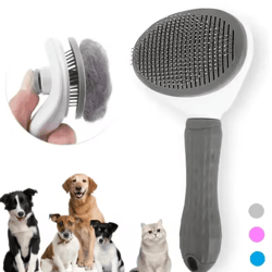 self-cleaning pet grooming brush – dog & cat hair remover comb