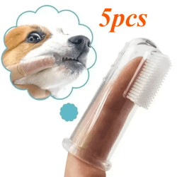 5pcs soft silicone pet finger toothbrush set – dog & cat teeth cleaning brush