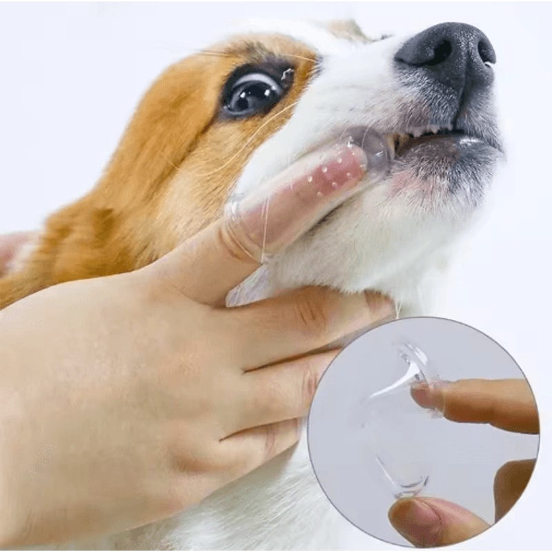 5PCS Soft Silicone Pet Finger Toothbrush Set Dog Cat Teeth Cleaning Brush 3