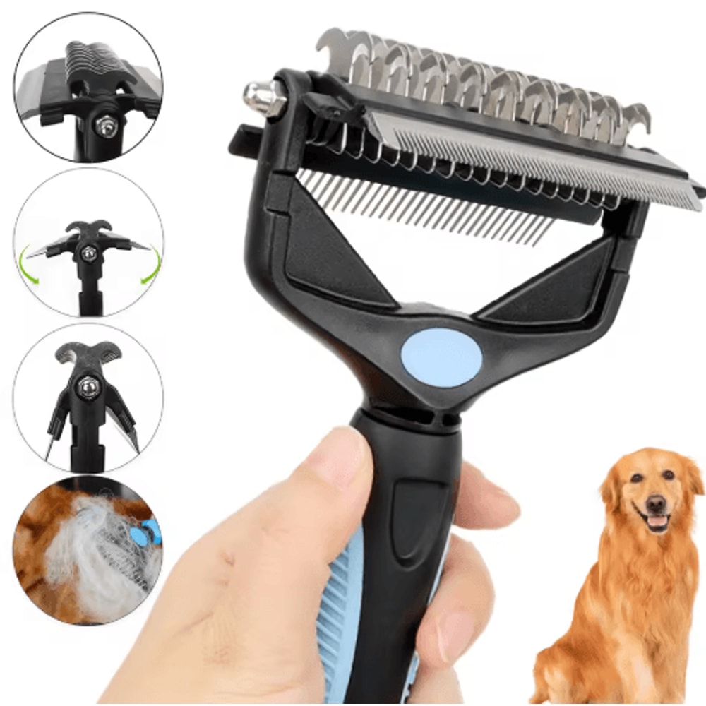 FurFlow 3in1 Deshedding Brush For Dogs Cats 0