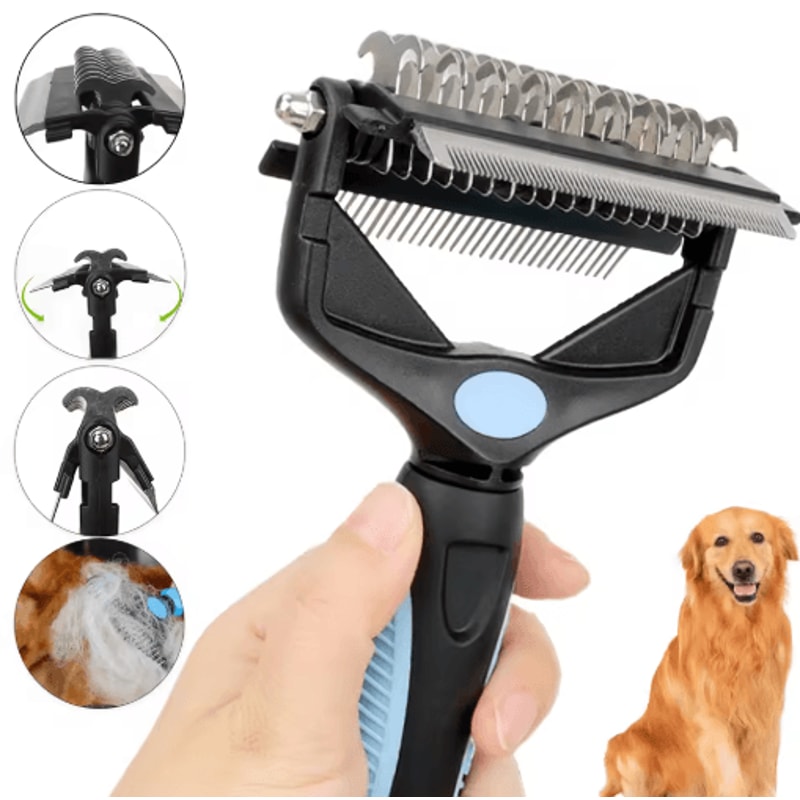 FurFlow 3in1 Deshedding Brush For Dogs Cats 0