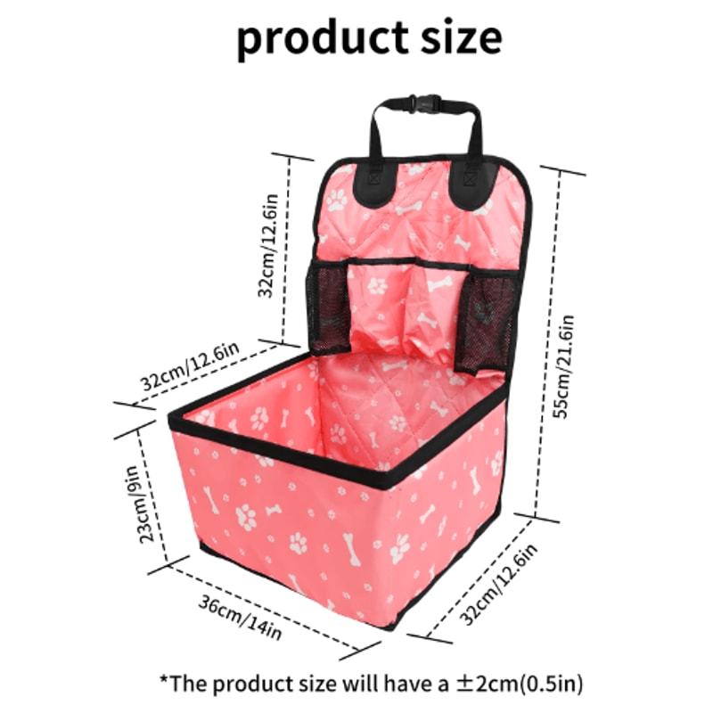 SafeRide Travel Dog Car Seat With Storage Pockets For Small Medium Dogs 6