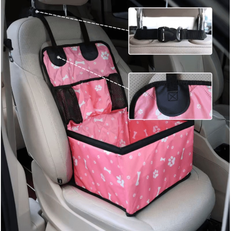 SafeRide Travel Dog Car Seat With Storage Pockets For Small Medium Dogs 7