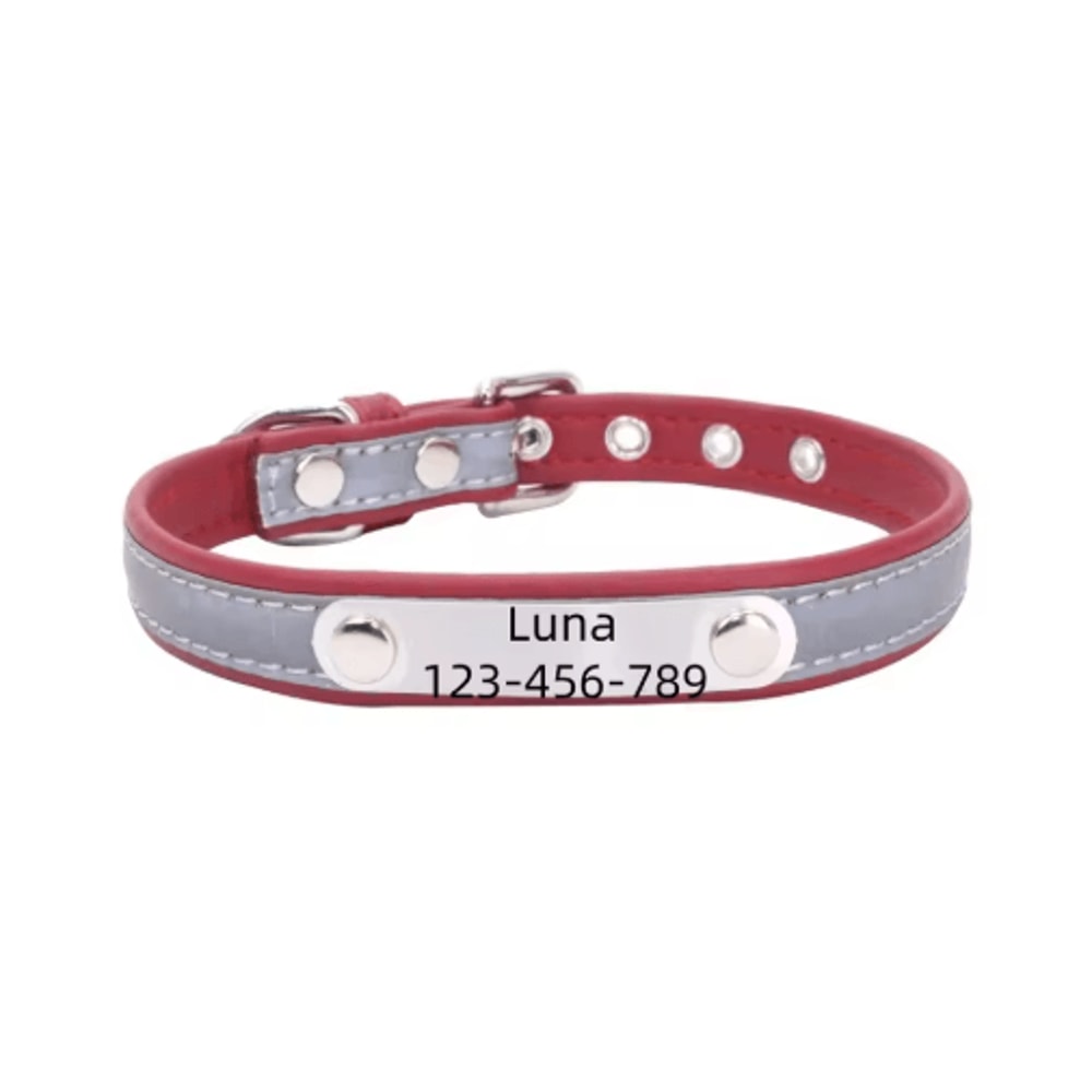 PawSignature Personalized Leather Dog Collar With Custom Engraved Name Plate 4