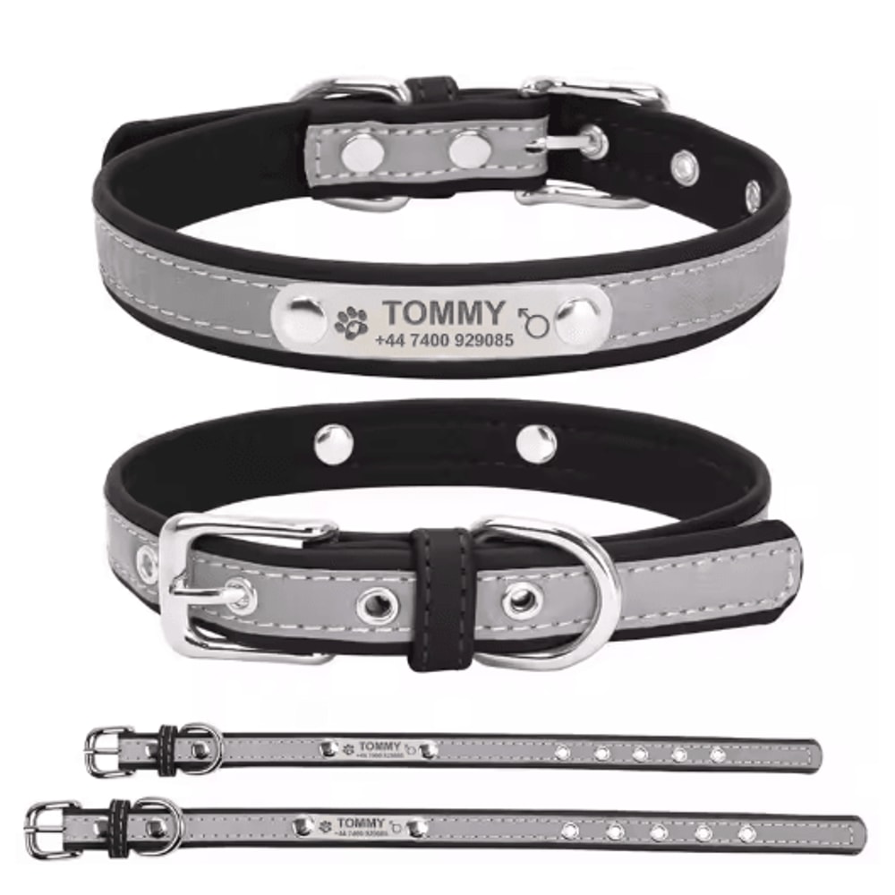 PawSignature Personalized Leather Dog Collar With Custom Engraved Name Plate 5