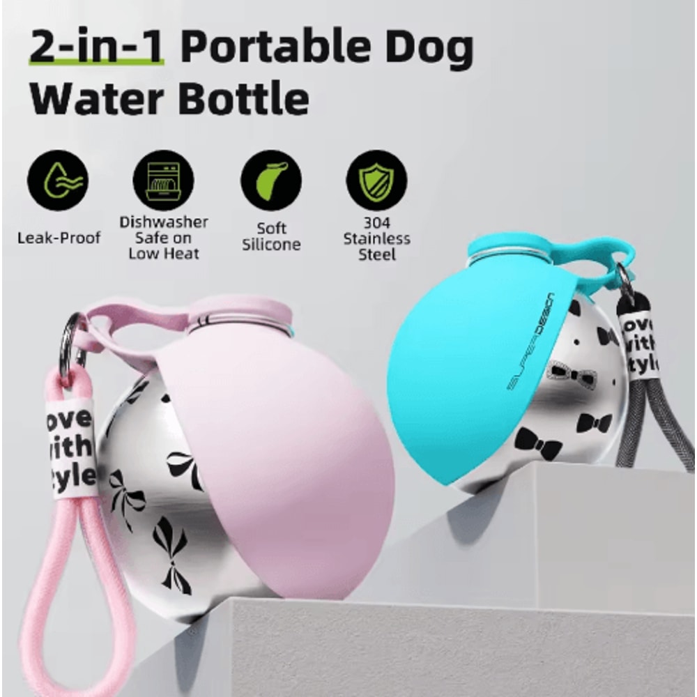 AquaPaws 2in1 Dog Water Bottle For Travel Outdoor Adventures 0