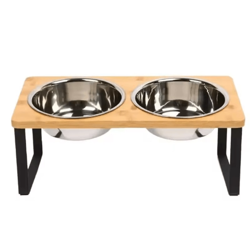 Comfort Dine Raised Cat Bowl Stand With Tilted Stainless Steel Feeding Bowls 1