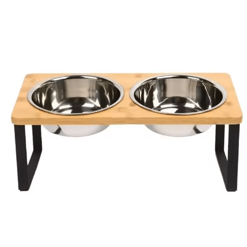 Comfort Dine Raised Cat Bowl Stand With Tilted Stainless Steel Feeding Bowls 3