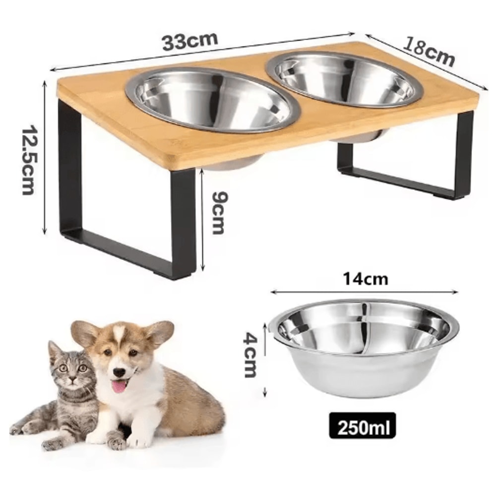 Comfort Dine Raised Cat Bowl Stand With Tilted Stainless Steel Feeding Bowls 5