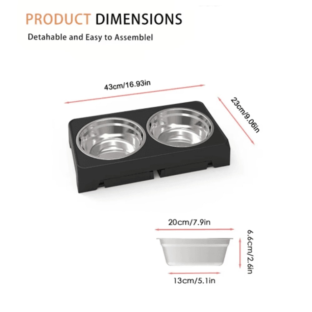 ElevaDine Adjustable Raised Dog Feeder With Double Stainless Steel Bowls 4