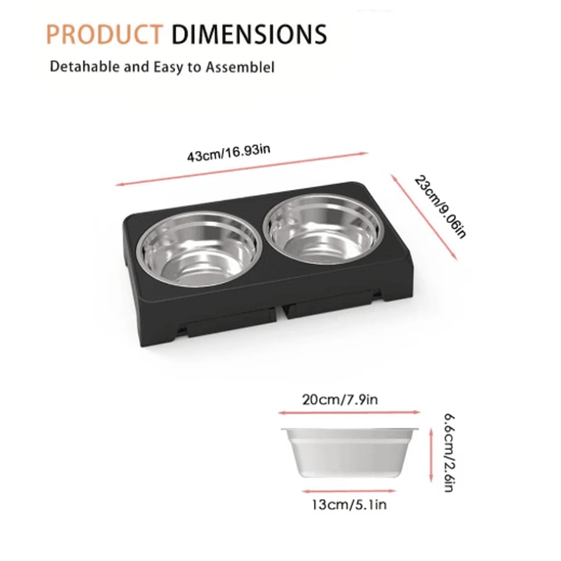 ElevaDine Adjustable Raised Dog Feeder With Double Stainless Steel Bowls 4