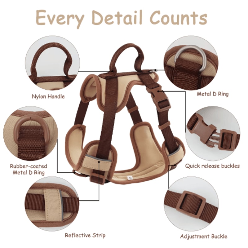 ChocoLuxe Personalized No Pull Dog Harness For Small Large Dogs 12