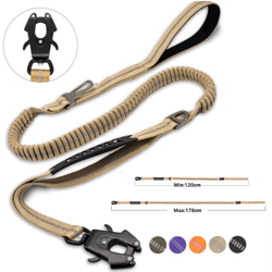 powertrail reflective bungee dog leash with built-in car seatbelt