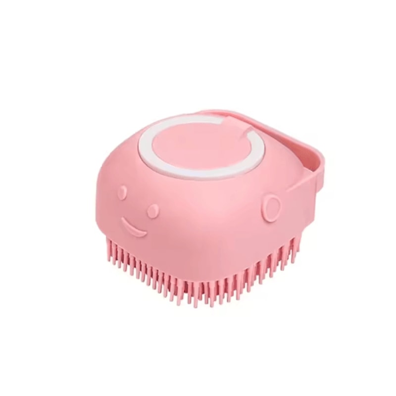 SpaSoothe Silicone Pet Grooming Brush With Shampoo Dispenser 1