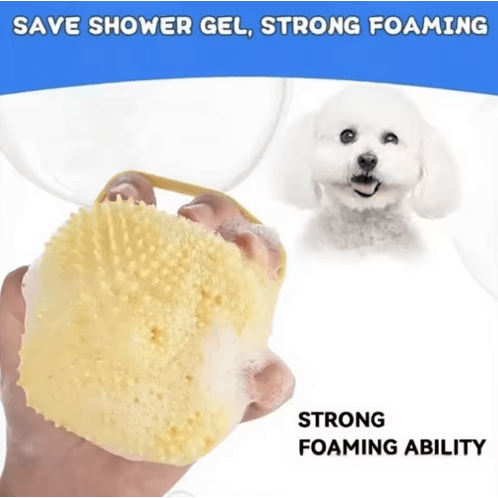 SpaSoothe Silicone Pet Grooming Brush With Shampoo Dispenser 4