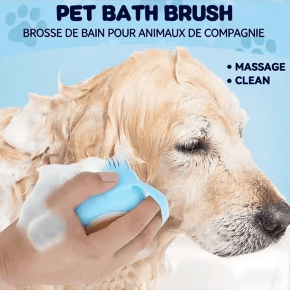 SpaSoothe Silicone Pet Grooming Brush With Shampoo Dispenser 7