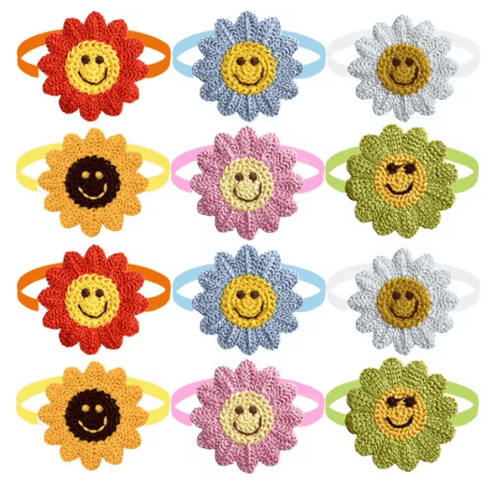 Elegant Floral Dog Bow Tie Set Adjustable Puppy Cat Grooming Collar Accessories 50100PCS 1