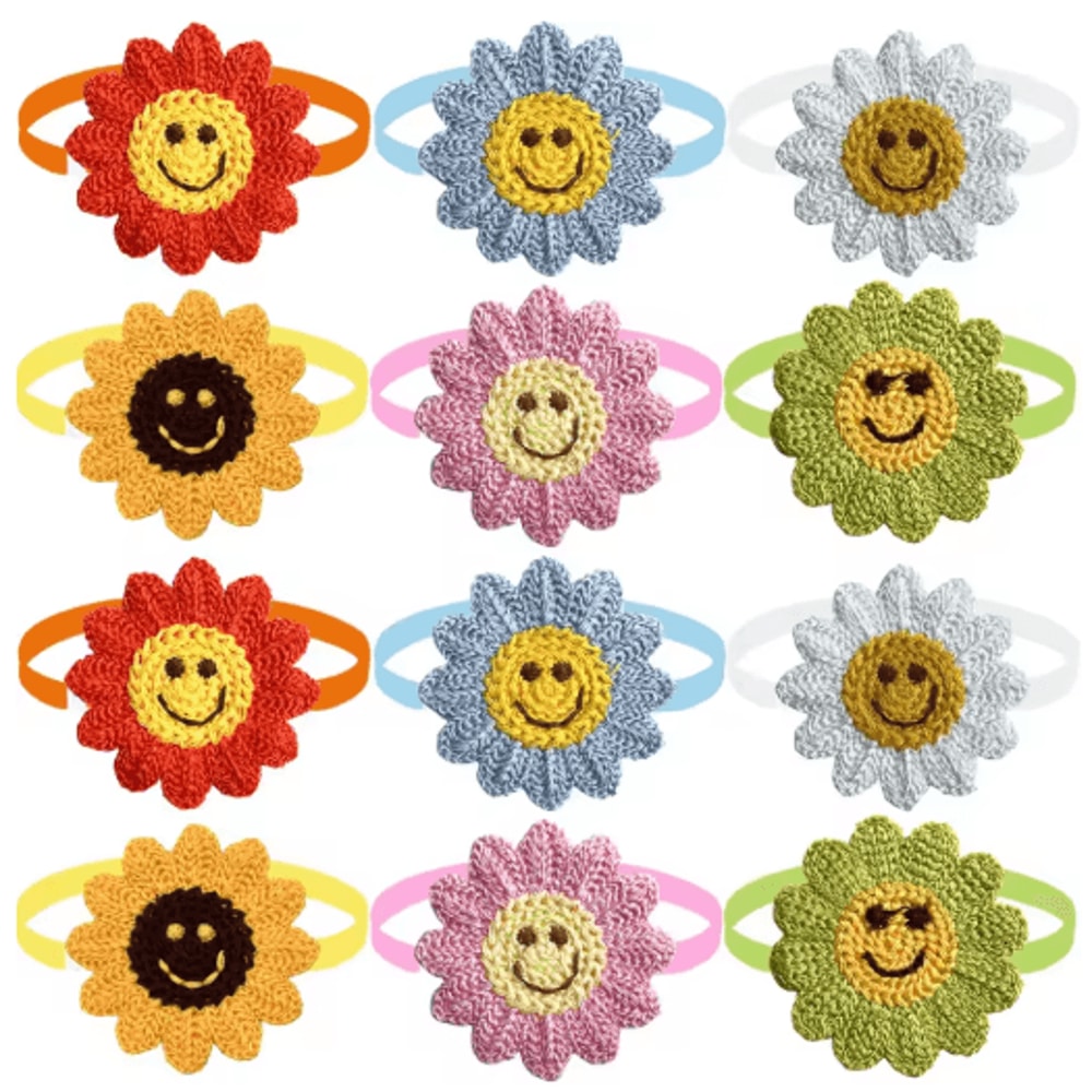 Elegant Floral Dog Bow Tie Set Adjustable Puppy Cat Grooming Collar Accessories 50100PCS 0