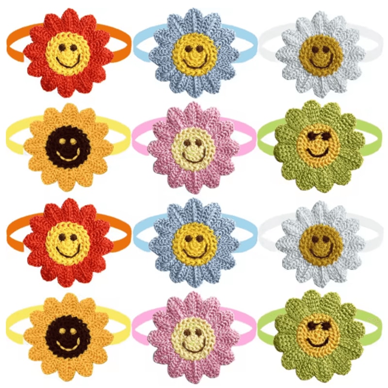 Elegant Floral Dog Bow Tie Set Adjustable Puppy Cat Grooming Collar Accessories 50100PCS 0