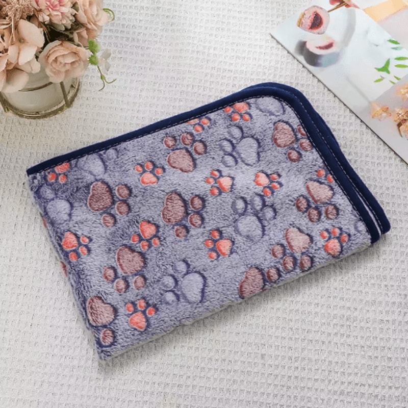 CozyPaw Flannel Pet Blanket Soft Paw Print Puppy Cat Blanket For Warmth Comfort 1