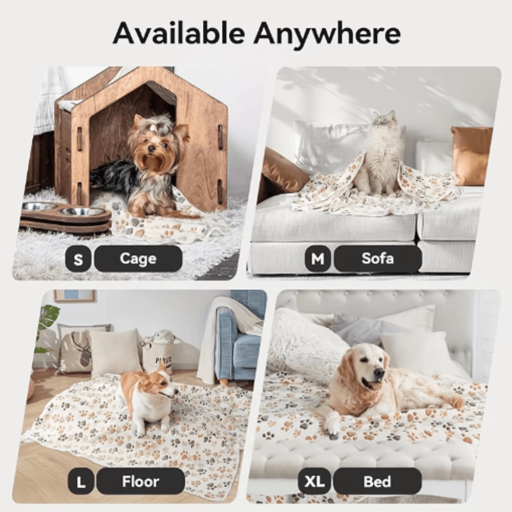 CozyPaw Flannel Pet Blanket Soft Paw Print Puppy Cat Blanket For Warmth Comfort 10