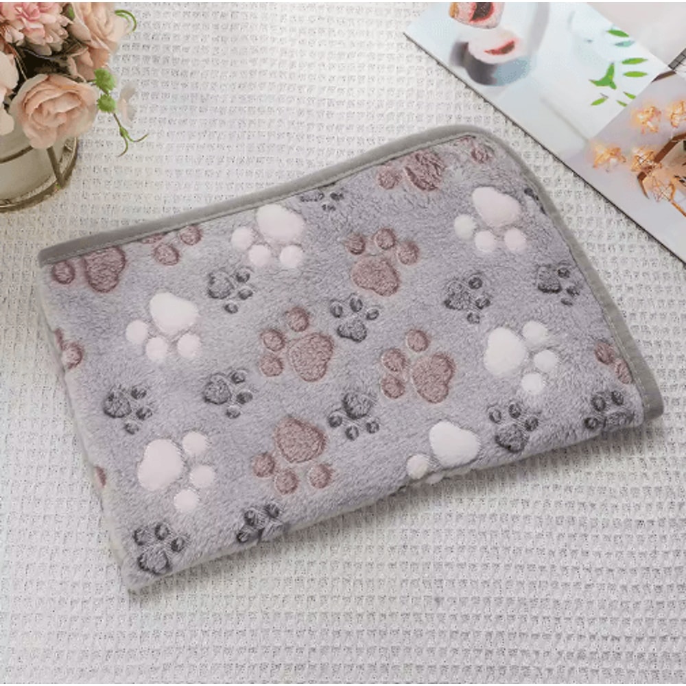 CozyPaw Flannel Pet Blanket Soft Paw Print Puppy Cat Blanket For Warmth Comfort 3