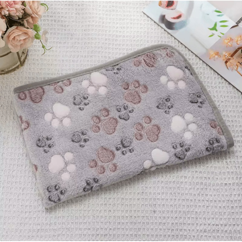 CozyPaw Flannel Pet Blanket Soft Paw Print Puppy Cat Blanket For Warmth Comfort 3