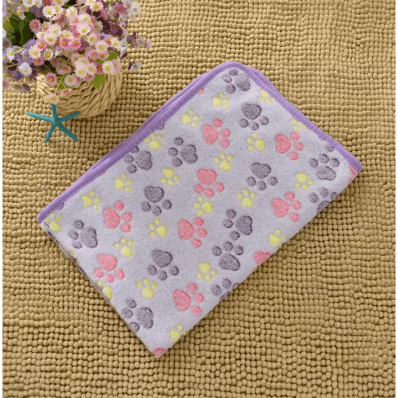 CozyPaw Flannel Pet Blanket Soft Paw Print Puppy Cat Blanket For Warmth Comfort 5
